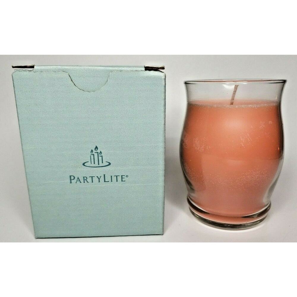 PartyLite Barrel Glass Jar Candle 11oz Coral Hibiscus P5G/G11323‎ - Picture 1 of 2